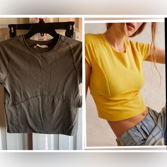 We The Free Tops - Free People NWT Protagonist WTF Distressed Brown Stretch Cotton Baby Tee Xl